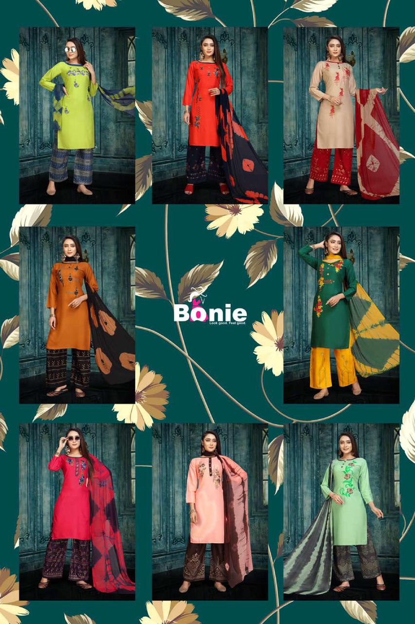 Bonie Hemani Fancy Ethnic Wear Kurtis With Palazzo With Dupatta Readymade Collection
